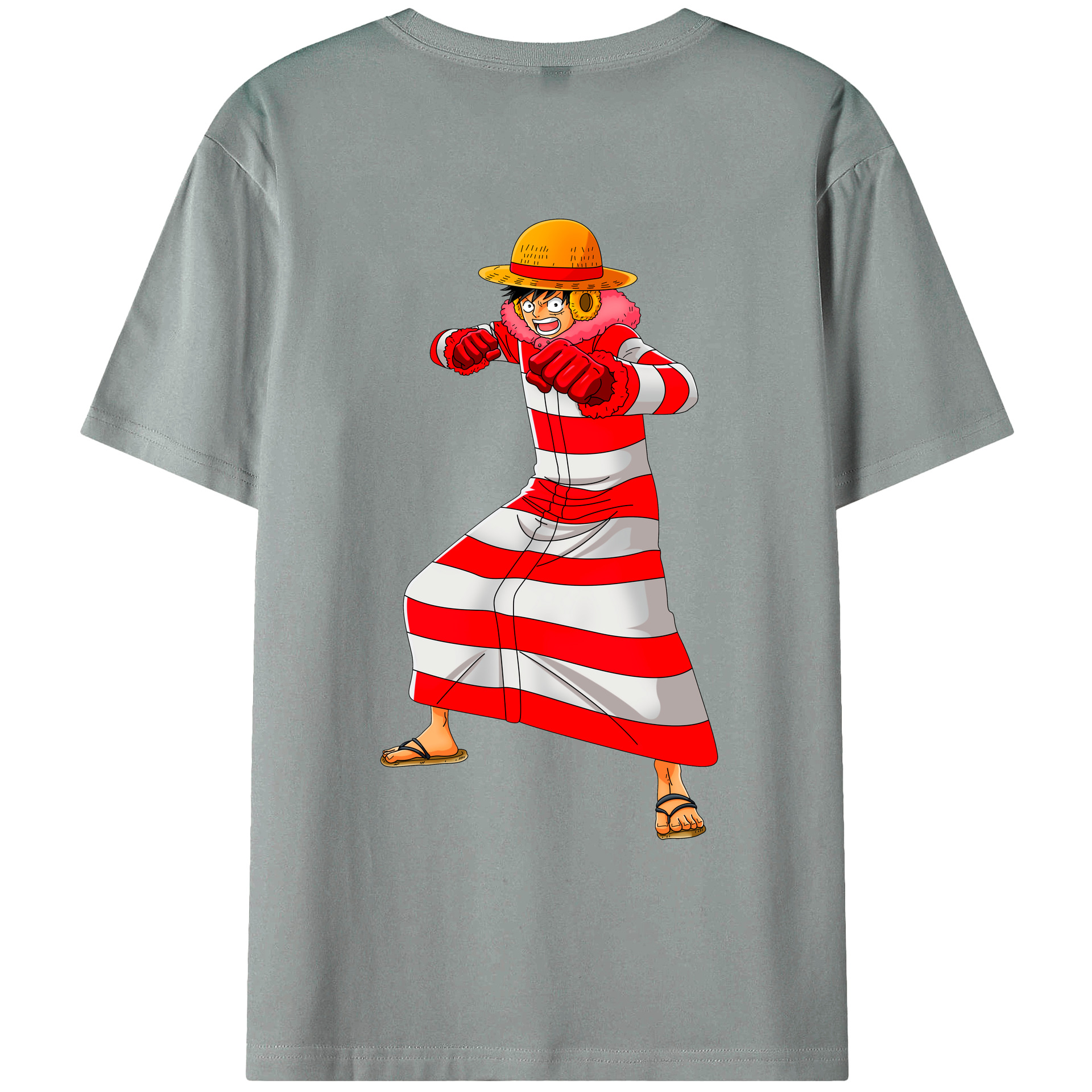 ワンピース モンキー・D・ルフィ ONE PIECE Monkey D. Luffy 綿100％ メンズ半袖Tシャツ（バックプリント） 通気性